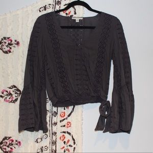 Long sleeve flutter sleeve top